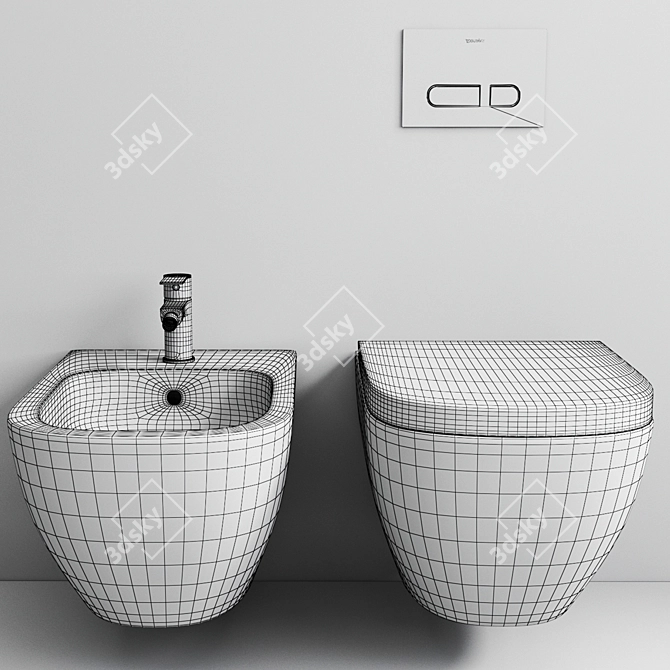  D.2 Rimless Wall Mounted Toilet 3D model image 7