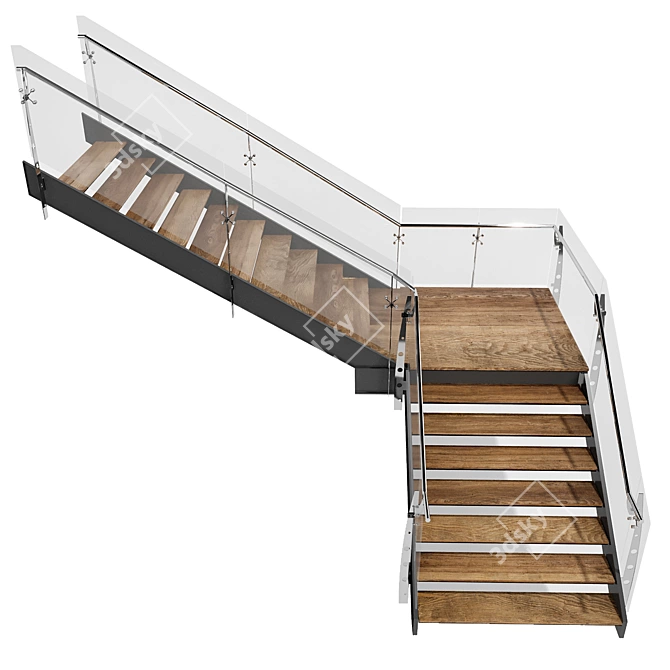 Modern Stair 3D Model FBX 3D model image 4