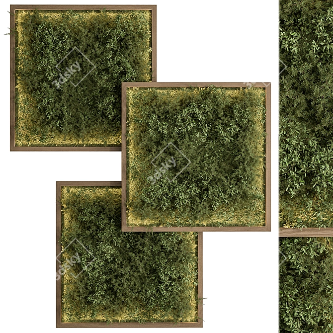 Wooden Vertical Garden Wall Decor 3D model image 1