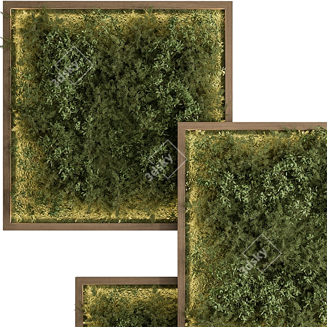 Wooden Vertical Garden Wall Decor 3D model image 2