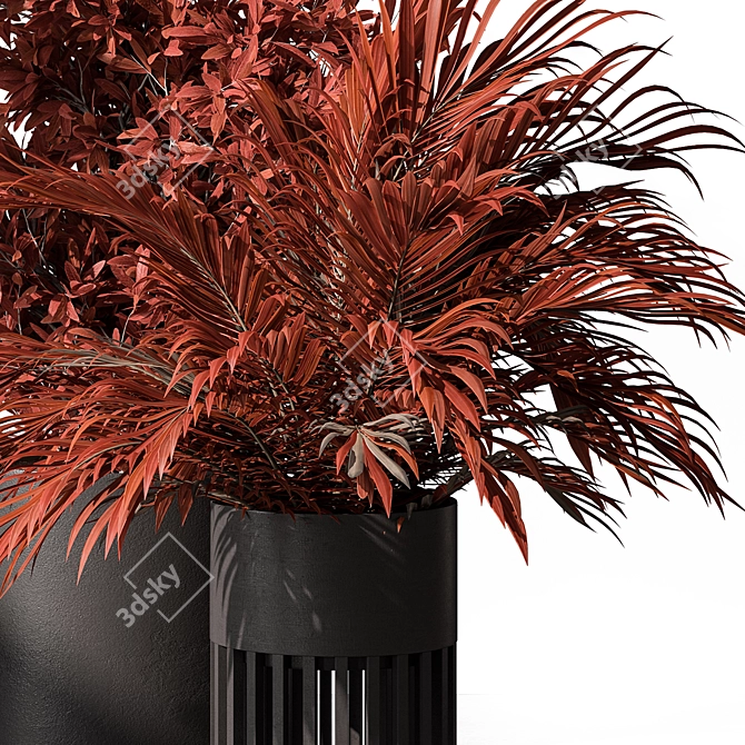 Ruby Red Plant Trio Display 3D model image 3