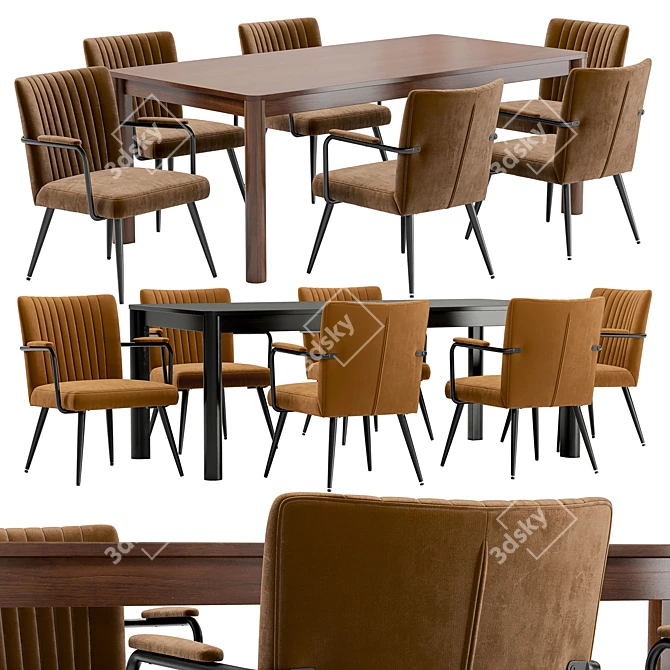 Modern Dining Set Ronda & Bergen 3D model image 1