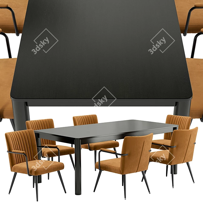 Modern Dining Set Ronda & Bergen 3D model image 2