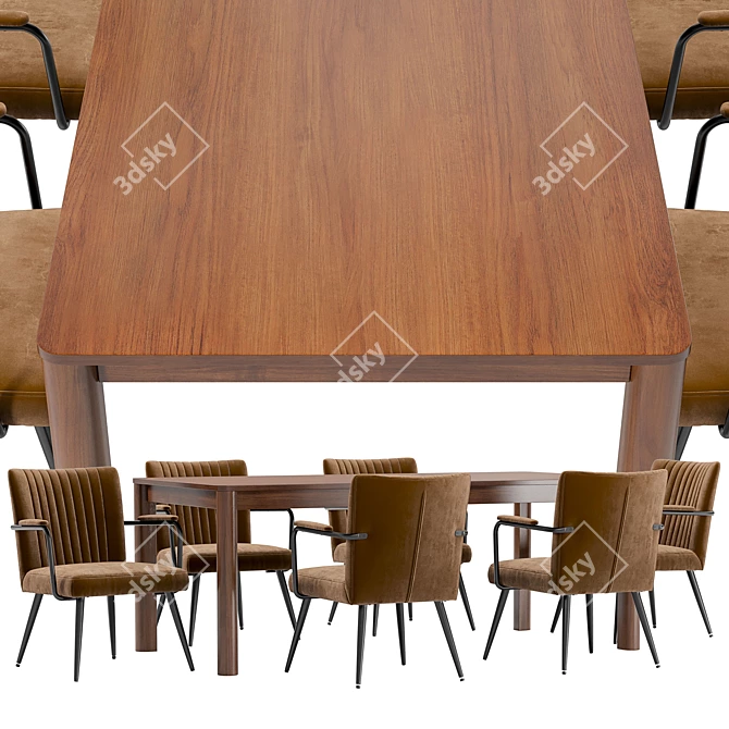 Modern Dining Set Ronda & Bergen 3D model image 3