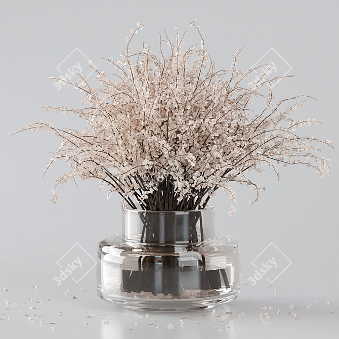 Glass Vase Decorative Branches Bouquet 3D model image 2