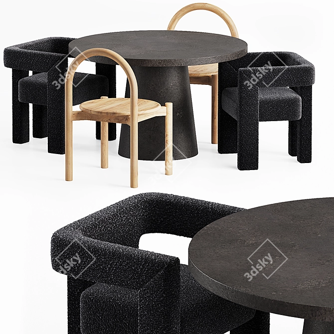 Scandinavian Dining Set with Style 3D model image 1