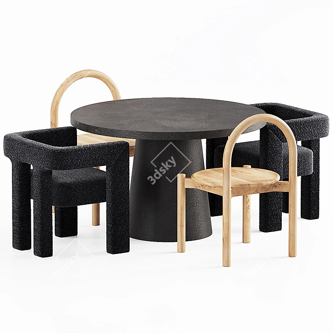 Scandinavian Dining Set with Style 3D model image 5