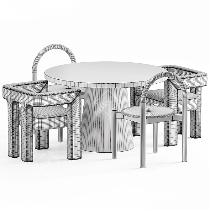 Scandinavian Dining Set with Style 3D model image 7