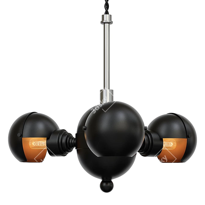 Elegant Three Ball Chandelier 3D model image 1