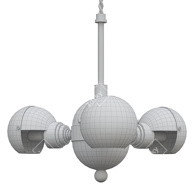 Elegant Three Ball Chandelier 3D model image 2