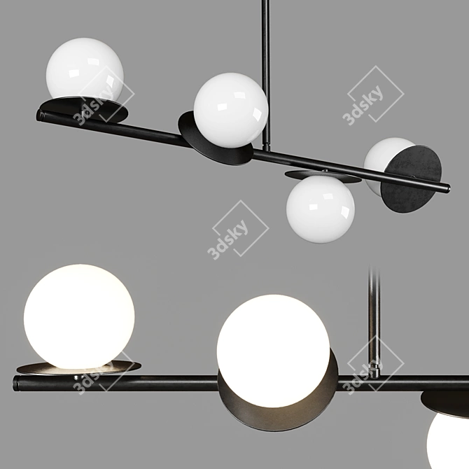 Sleek Opal Grey Ceiling Light 3D model image 1