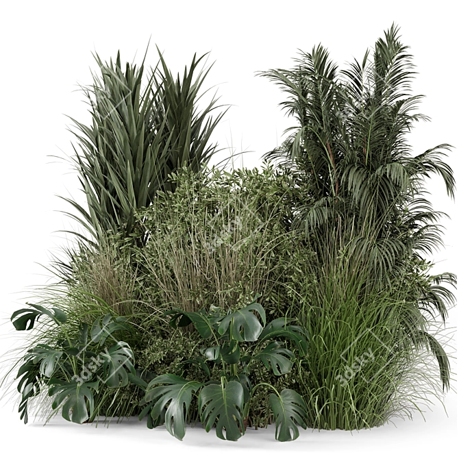 Versatile Outdoor Plant Bush Set 3D model image 1