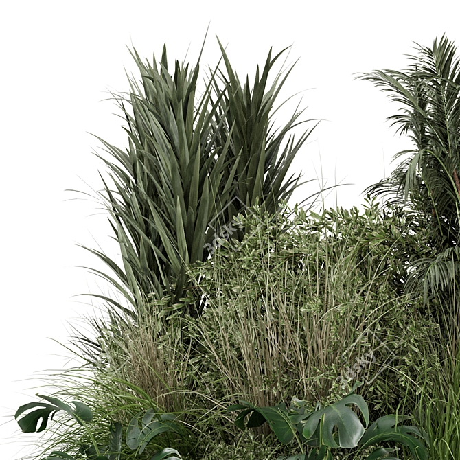 Versatile Outdoor Plant Bush Set 3D model image 3