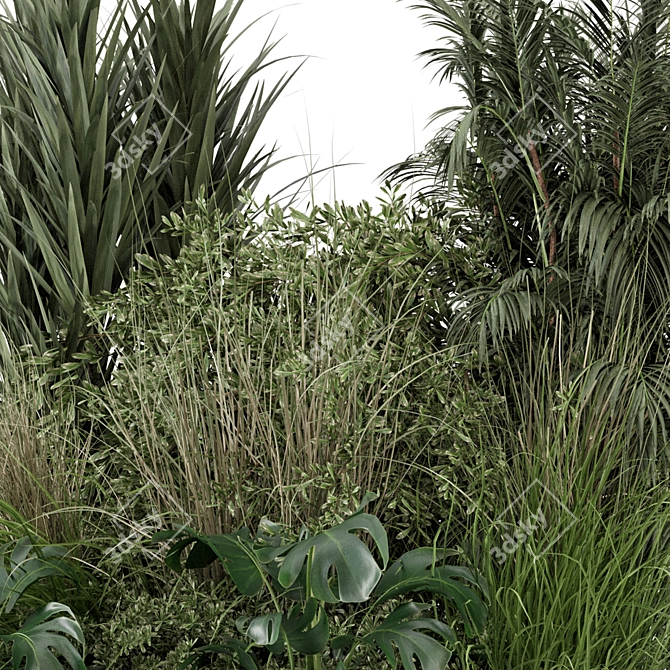 Versatile Outdoor Plant Bush Set 3D model image 5