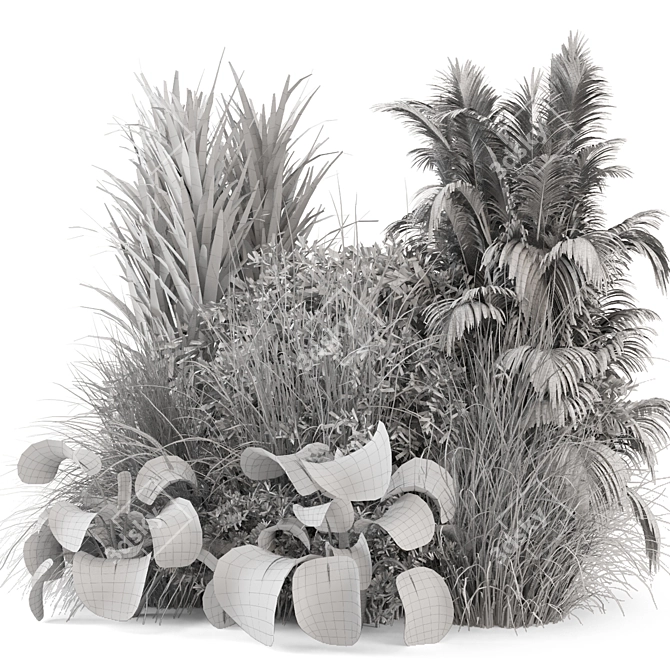 Versatile Outdoor Plant Bush Set 3D model image 6