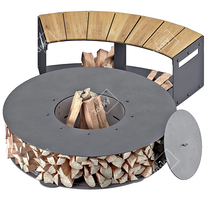 Portable Outdoor Fireplace, D600mm 3D model image 2