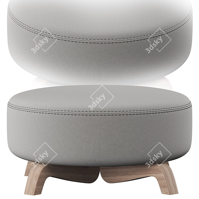 Sleek Modern Wool Pouf 3D model image 1