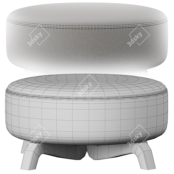 Sleek Modern Wool Pouf 3D model image 2