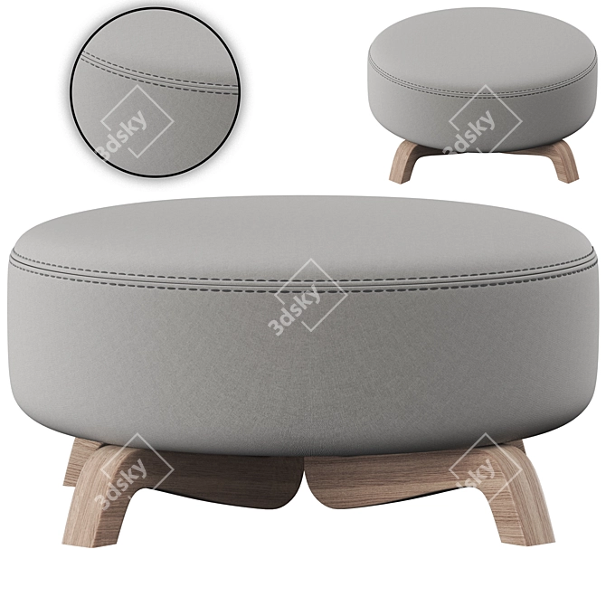 Sleek Modern Wool Pouf 3D model image 3