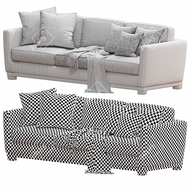 Modern Minimalist Meridiani Allen Sofa 3D model image 4