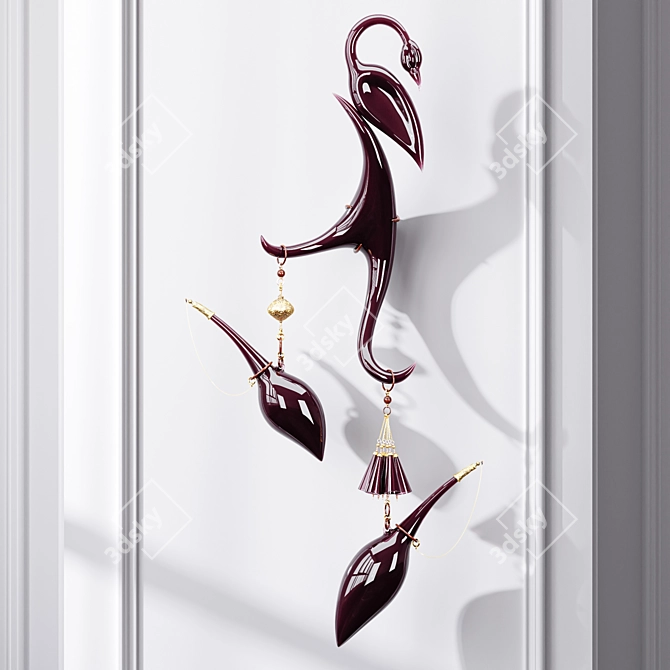 Ethereal Glass Birds Sculpture Set 3D model image 5