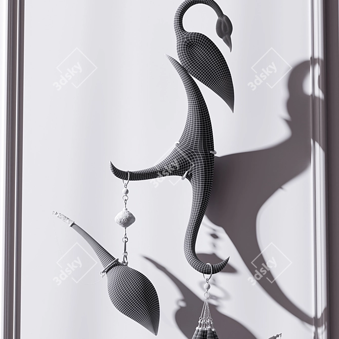 Ethereal Glass Birds Sculpture Set 3D model image 6