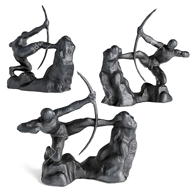 Mighty Hercules Archer Metal Sculpture 3D model image 1