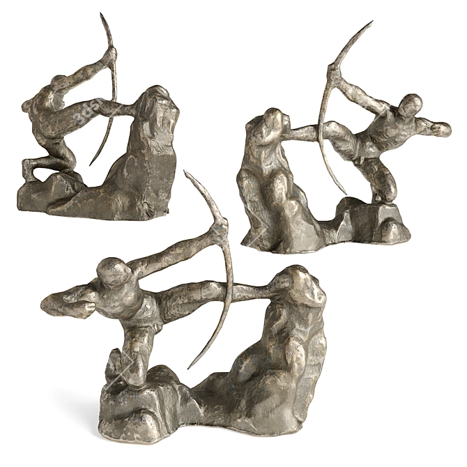 Mighty Hercules Archer Metal Sculpture 3D model image 2