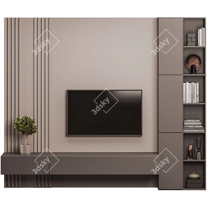 Modern TV Wall 02 Unit 3D model image 1