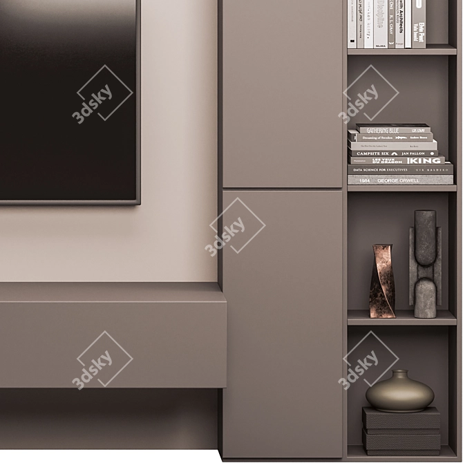 Modern TV Wall 02 Unit 3D model image 4