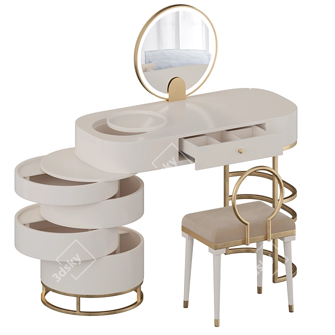  Modern Makeup Vanity Set 3D model image 4