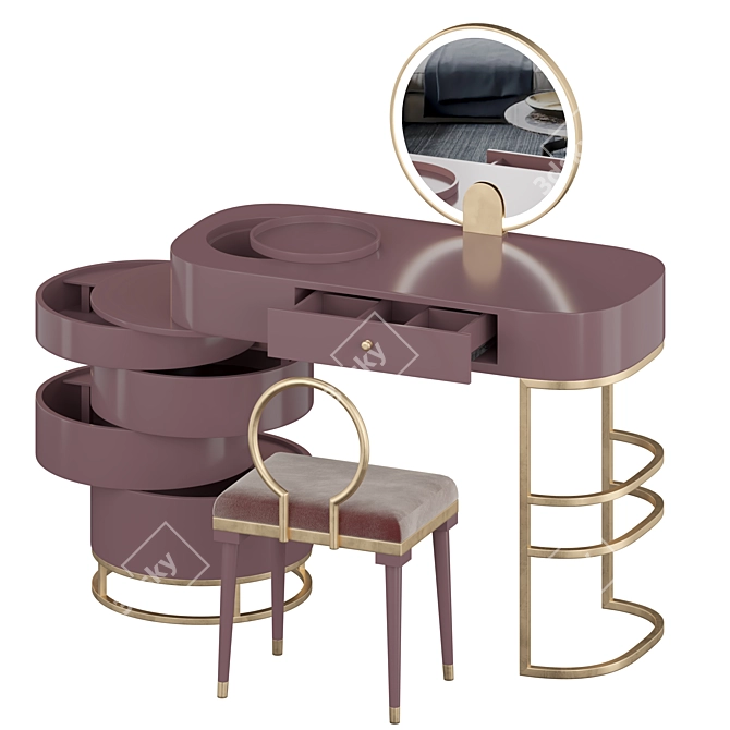  Modern Makeup Vanity Set 3D model image 6