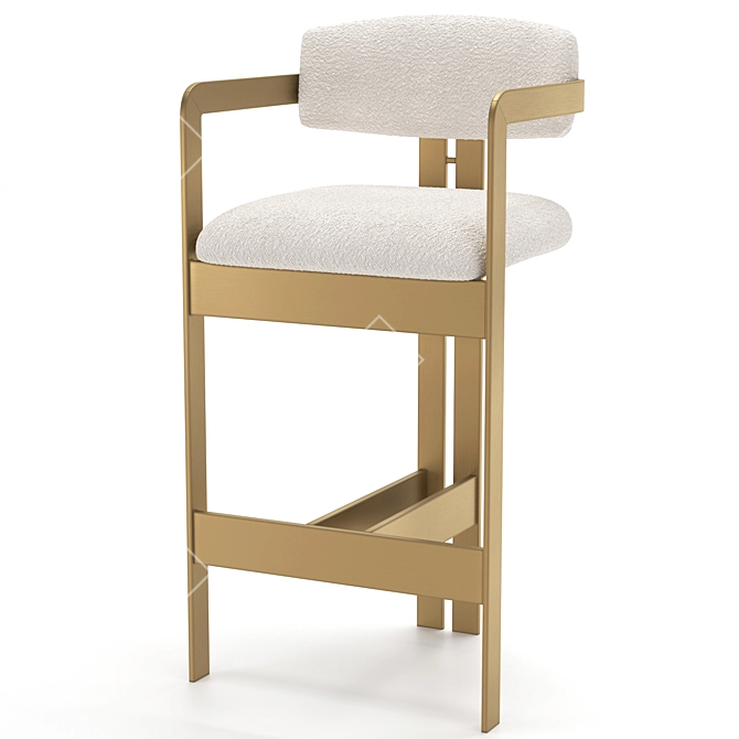 Vintage Style Brass Bar Stool 3D model image 1