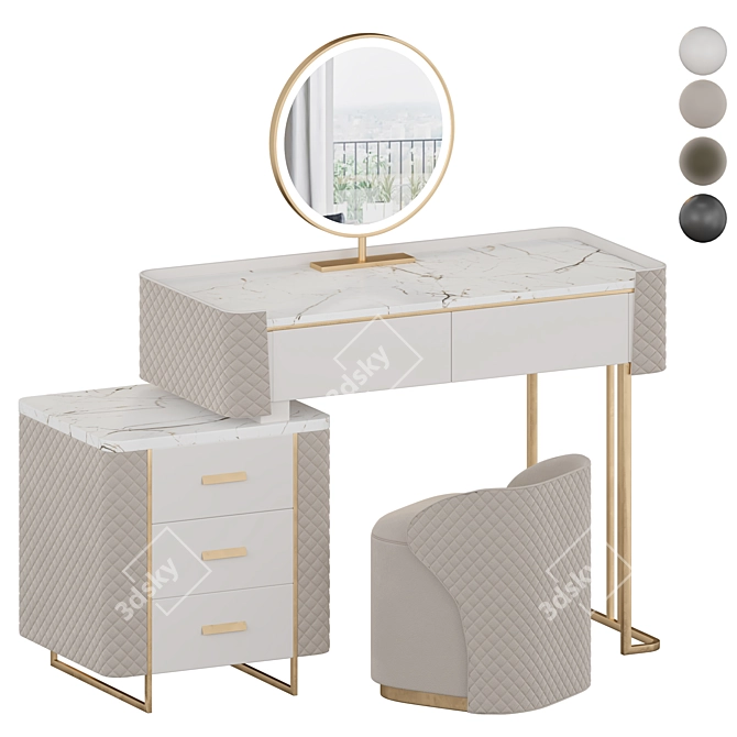 Luxury LED Makeup Vanity Set 3D model image 1