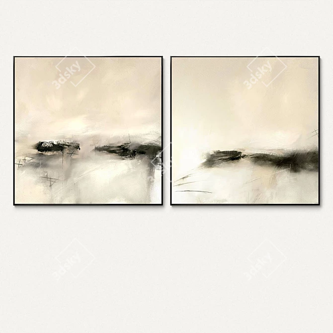 Abstract Square Photo Frame Set 3D model image 4