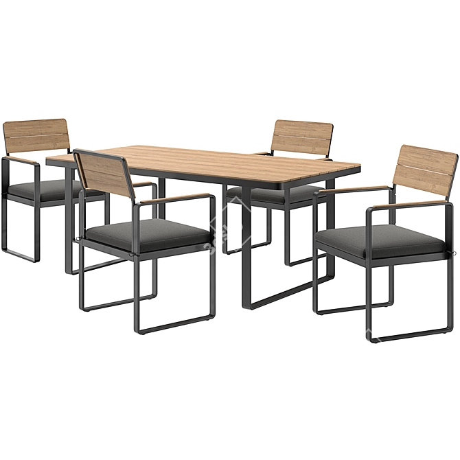 Topa 4-Seat Dining Set Grey 3D model image 1