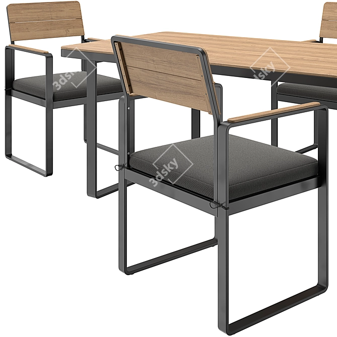 Topa 4-Seat Dining Set Grey 3D model image 4