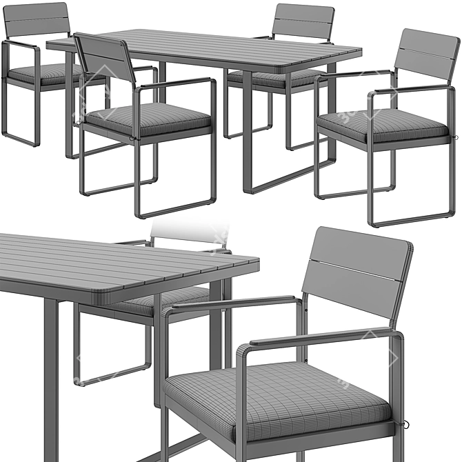 Topa 4-Seat Dining Set Grey 3D model image 5