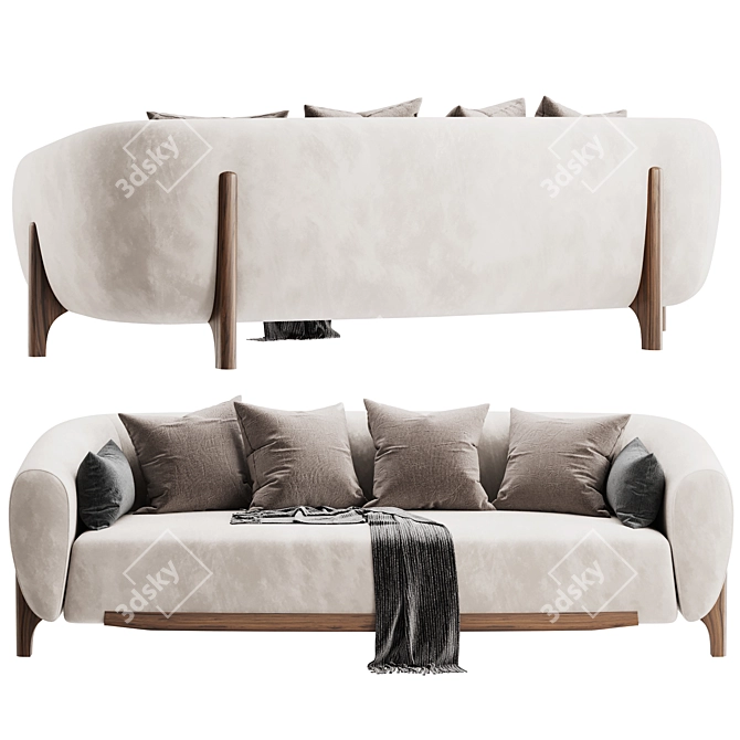 Modern Curved Fabric Sofa Gino 3D model image 2