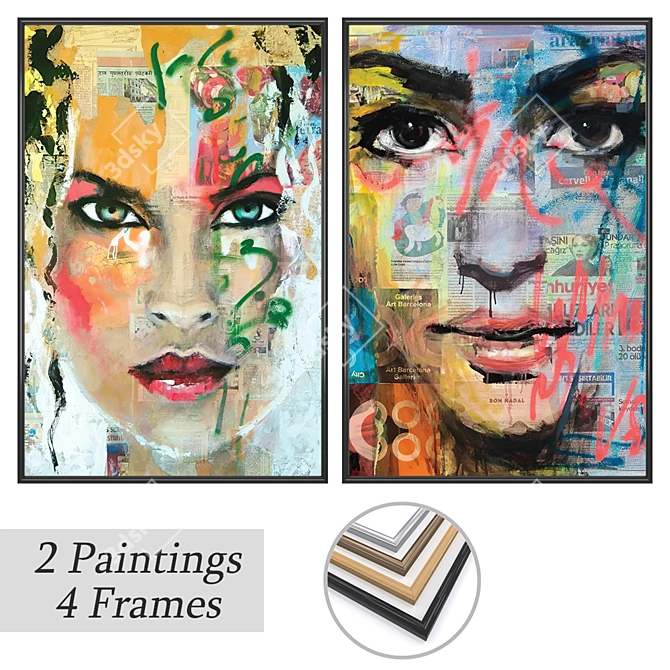 Artwork Set with Multiple Frames 3D model image 1