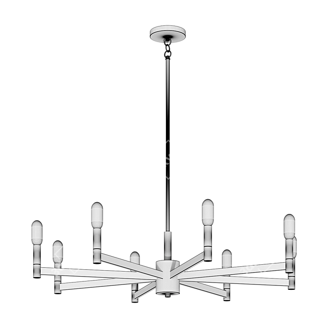 Modern Square Chandelier - 8 Light 3D model image 2