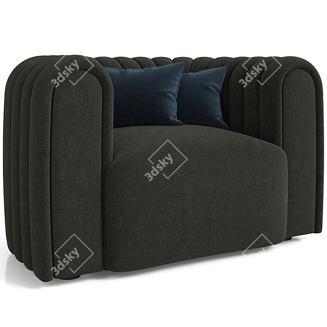 Modern Fabric Armchair 3D Model 3D model image 1