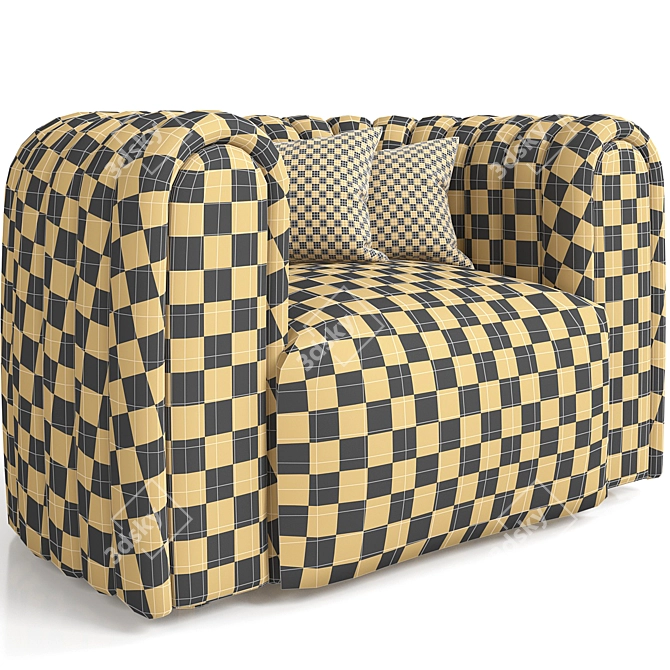 Modern Fabric Armchair 3D Model 3D model image 4