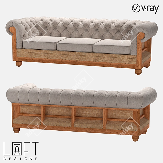 Modern Wood Fabric Sofa Bed 3D model image 1