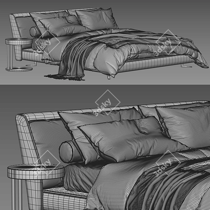 Modern 3D Bed Model.forName 3D model image 4