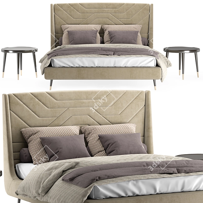 Elegant Amelie Bed Suite 3D model image 4