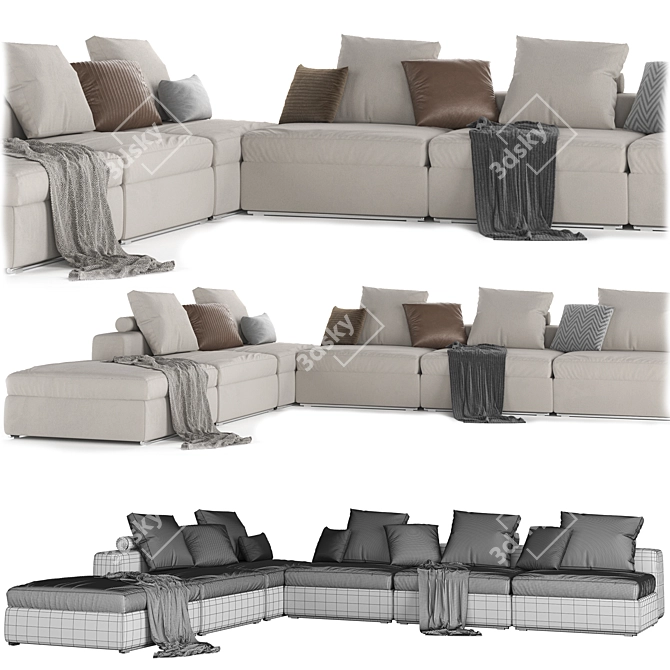  Flexform GROUNDPIECE Modular Sectional Sofa 3D model image 2