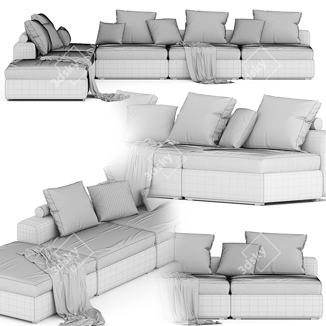  Flexform GROUNDPIECE Modular Sectional Sofa 3D model image 3