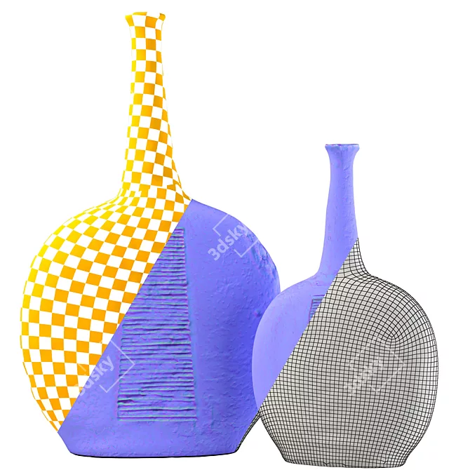 17k UV Mapped Vase Set 3D model image 2