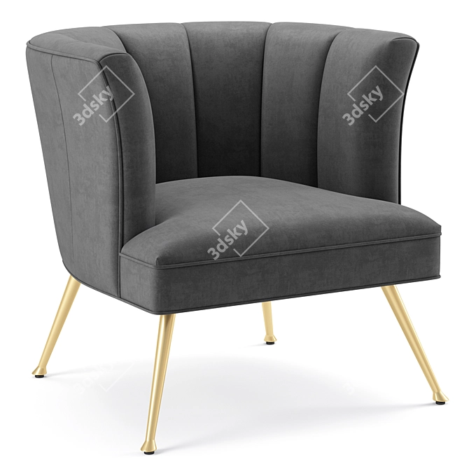 Luxurious Velvet Armchair with Performance Features 3D model image 1